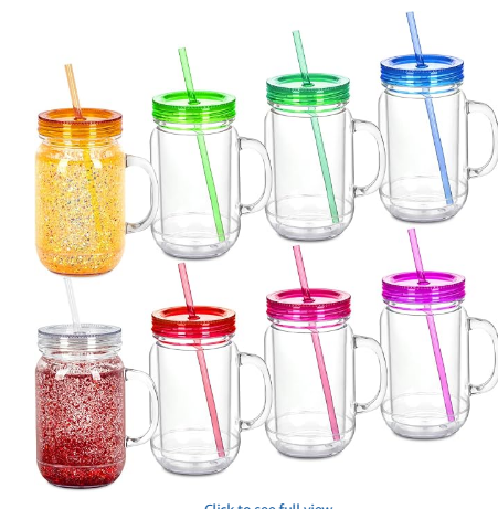 ✦ 20 oz Acrylic Mason Jar Colored LId ✦